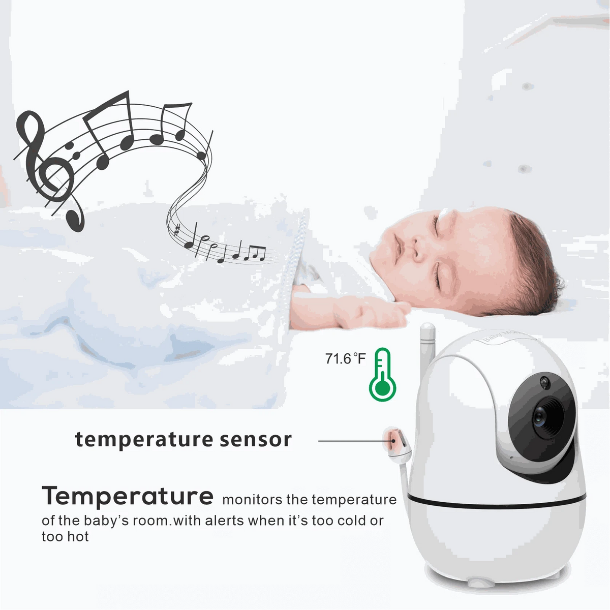 5 Inch HD Video Baby Monitor with 4X Zoom and Night Vision-UK Plug