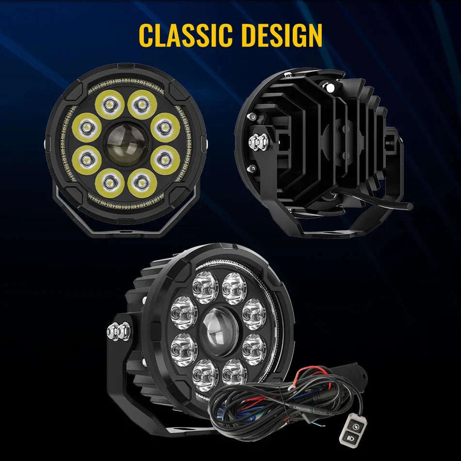 5-Inch LED Driving Work Lights 12V-24V Pair-2PC Light with Wire