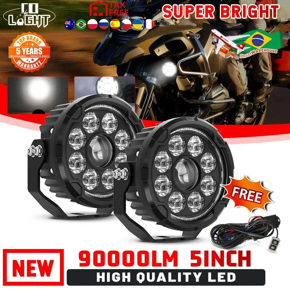 5-Inch LED Driving Work Lights 12V-24V Pair-2PC Light with Wire