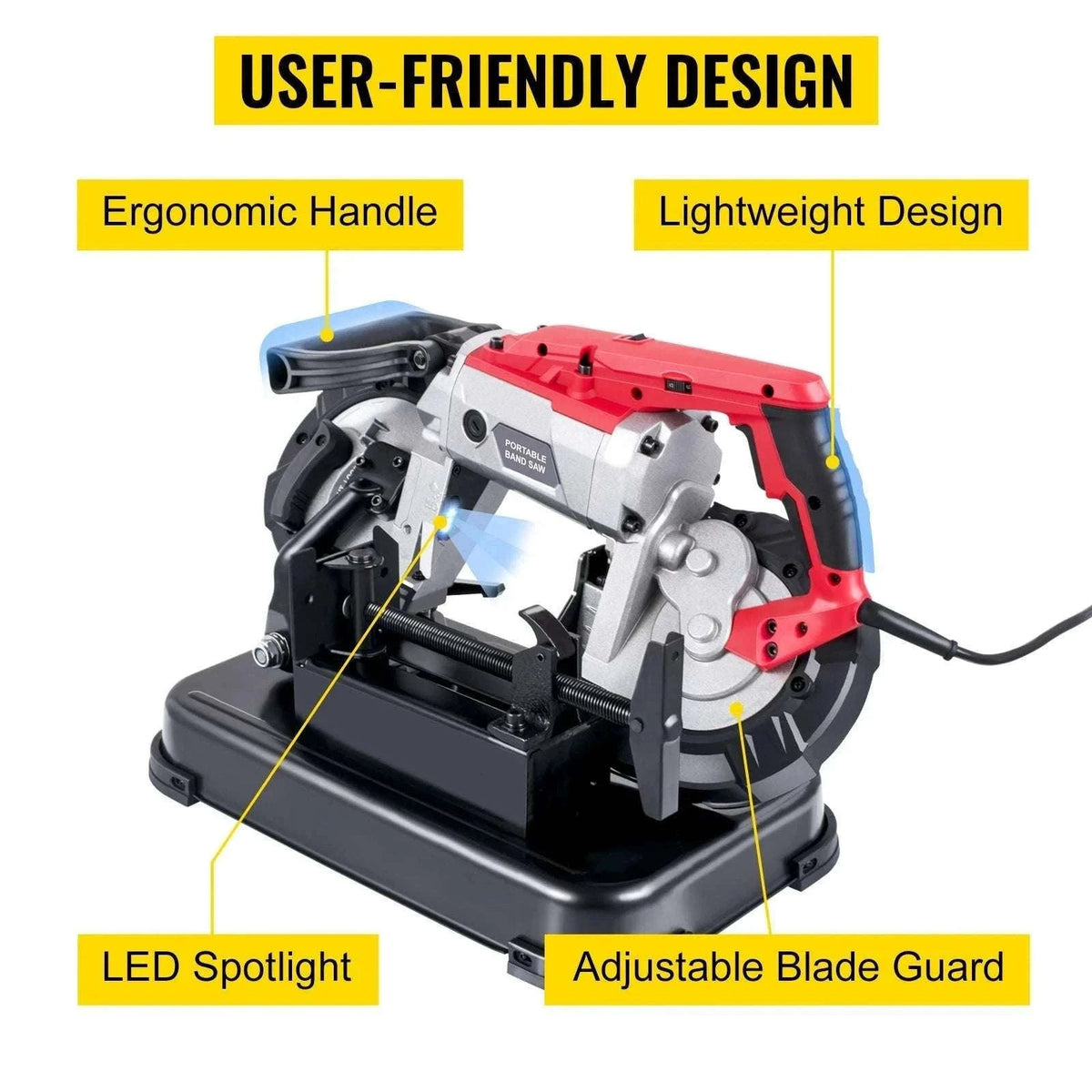 5-Inch Portable Band Saw with Variable Speed 1100W Motor-Without Alloy Base / United States
