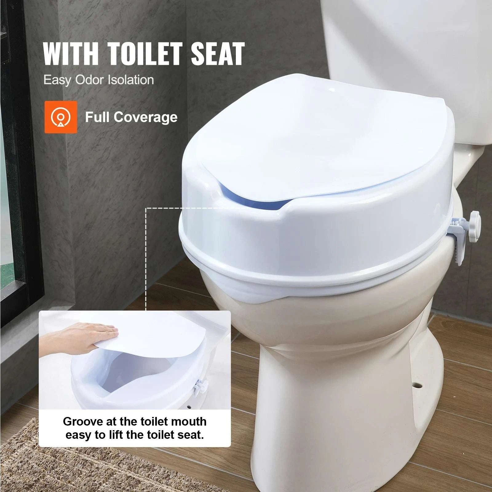 5 Inch Raised Toilet Seat with Locking System, 300 lb Capacity-4inch / United States