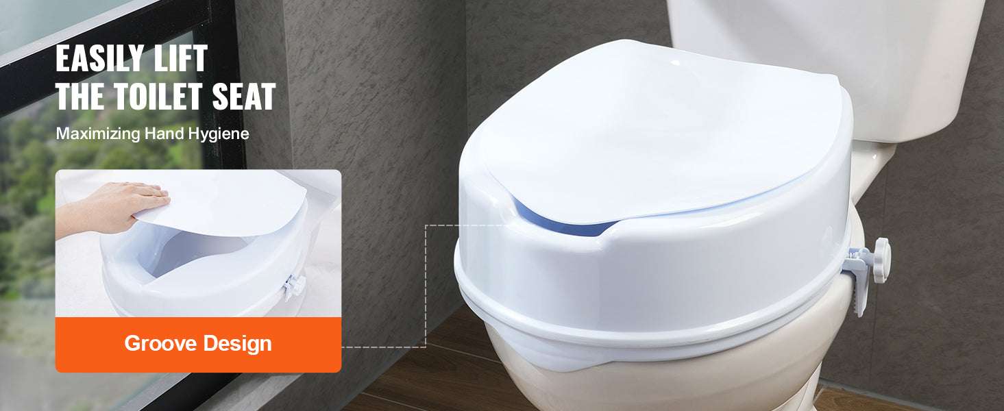 5 Inch Raised Toilet Seat with Locking System, 300 lb Capacity-4inch / United States
