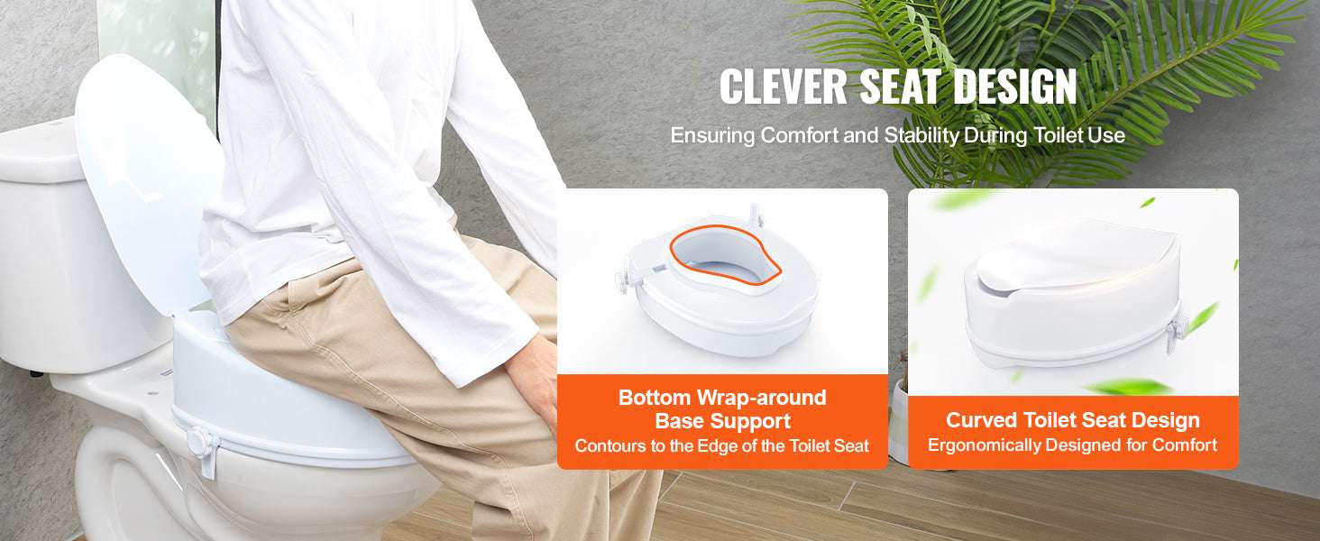 5 Inch Raised Toilet Seat with Locking System, 300 lb Capacity-4inch / United States