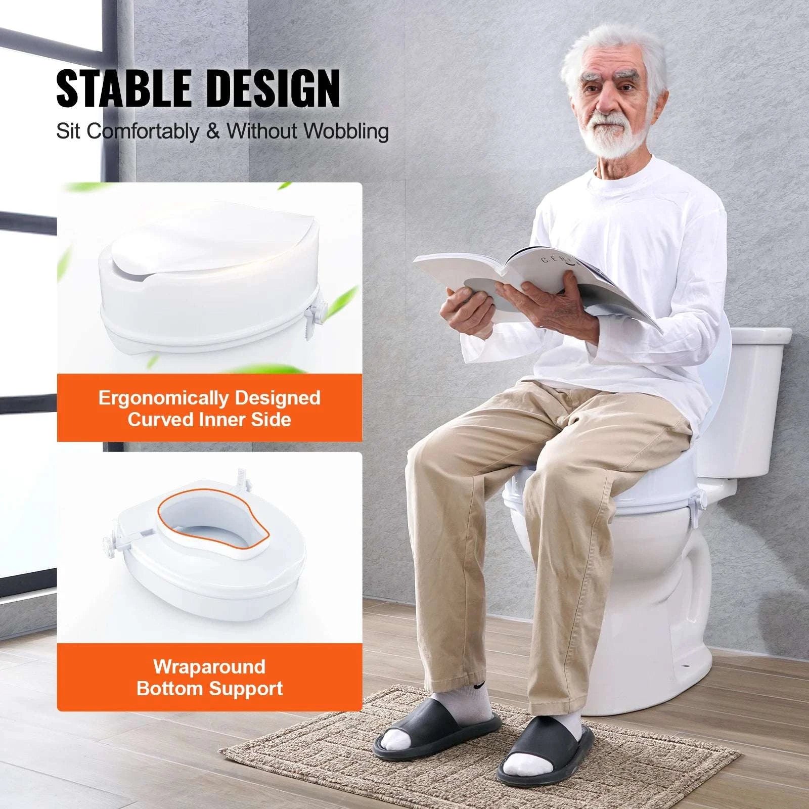 5 Inch Raised Toilet Seat with Locking System, 300 lb Capacity-4inch / United States