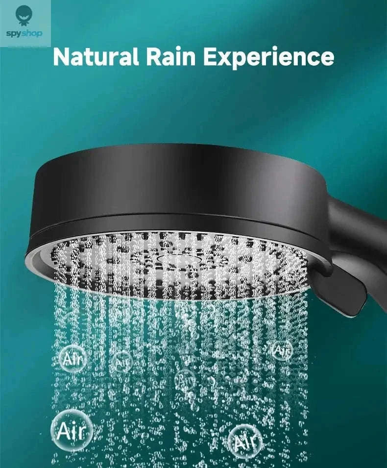 5-Mode Pressure Boost Shower Head with Massage Spray-black / 3.54in