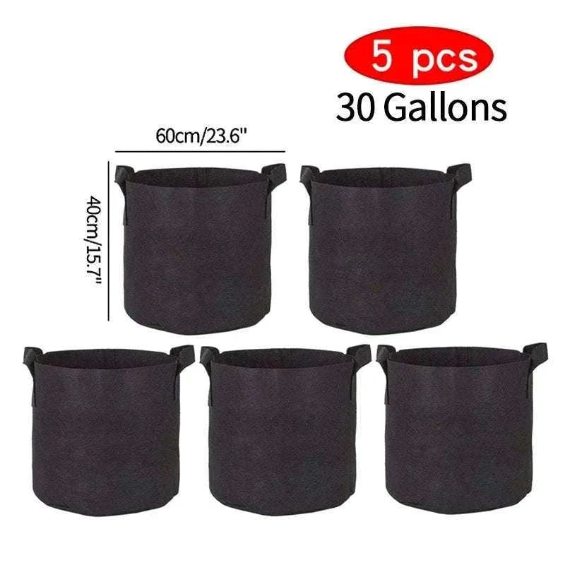 5-Pack Fabric Grow Bags for Vegetables, Flowers & Herbs-30Gallons 60x40cm
