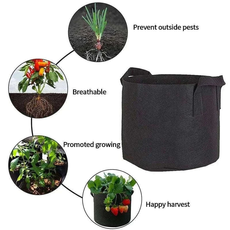 5-Pack Fabric Grow Bags for Vegetables, Flowers & Herbs-30Gallons 60x40cm