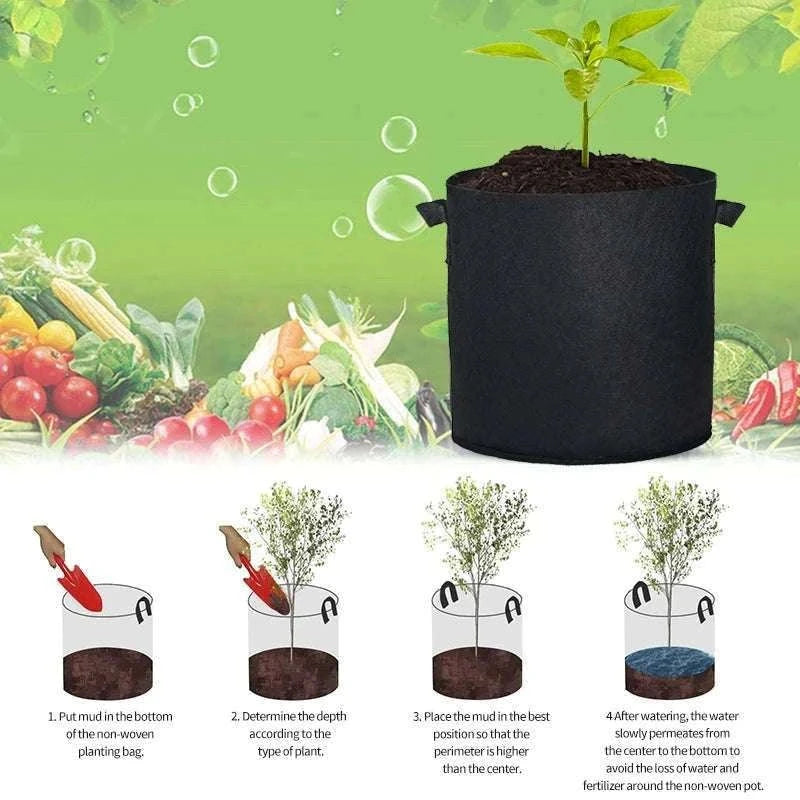 5-Pack Fabric Grow Bags for Vegetables, Flowers & Herbs-30Gallons 60x40cm