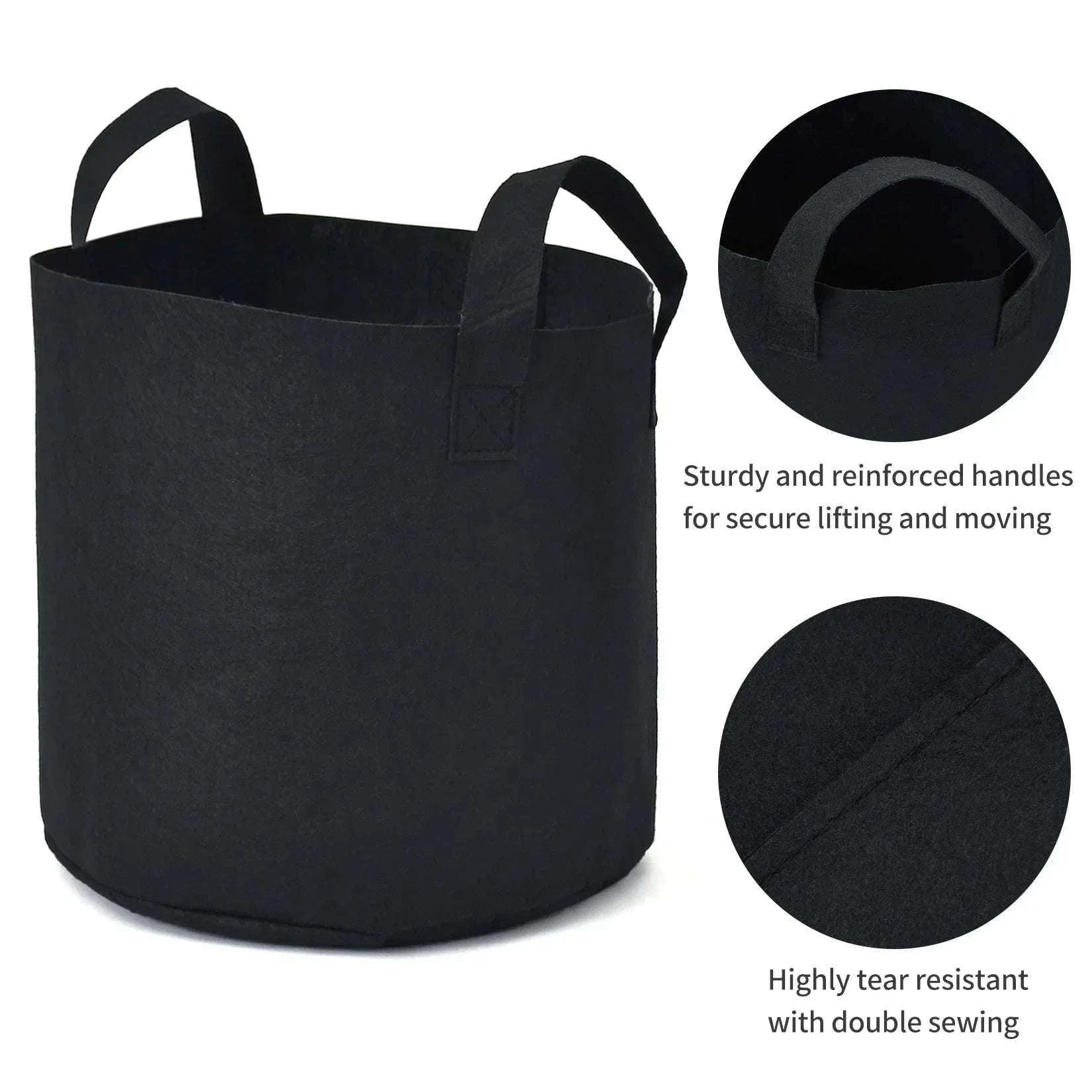5-Pack Fabric Grow Bags for Vegetables, Flowers & Herbs-30Gallons 60x40cm