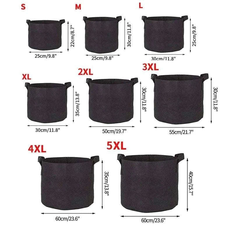 5-Pack Fabric Grow Bags for Vegetables, Flowers & Herbs-30Gallons 60x40cm