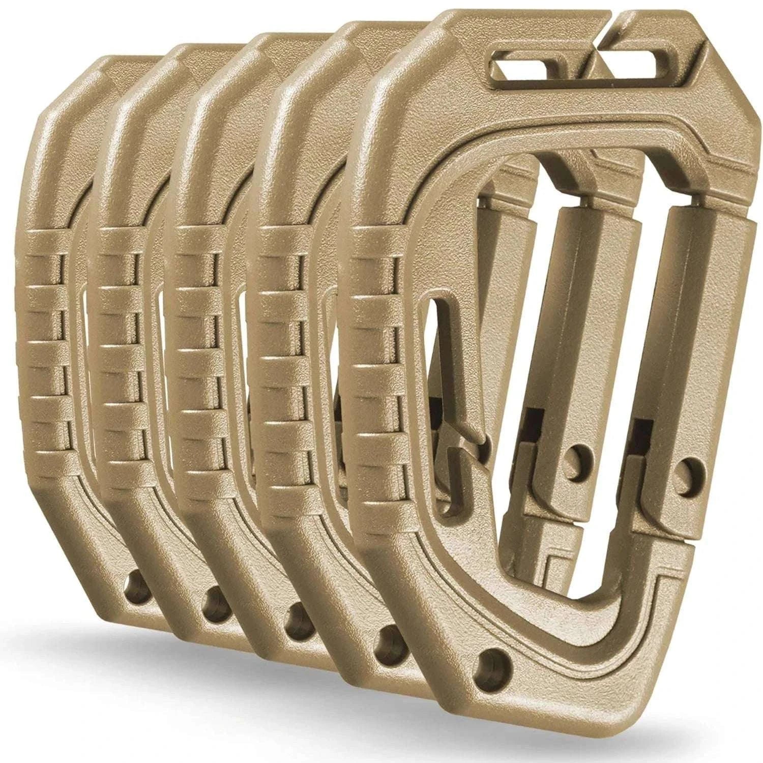 5-Pack Tactical Plastic Carabiner Clips for Molle Gear and Backpacks-