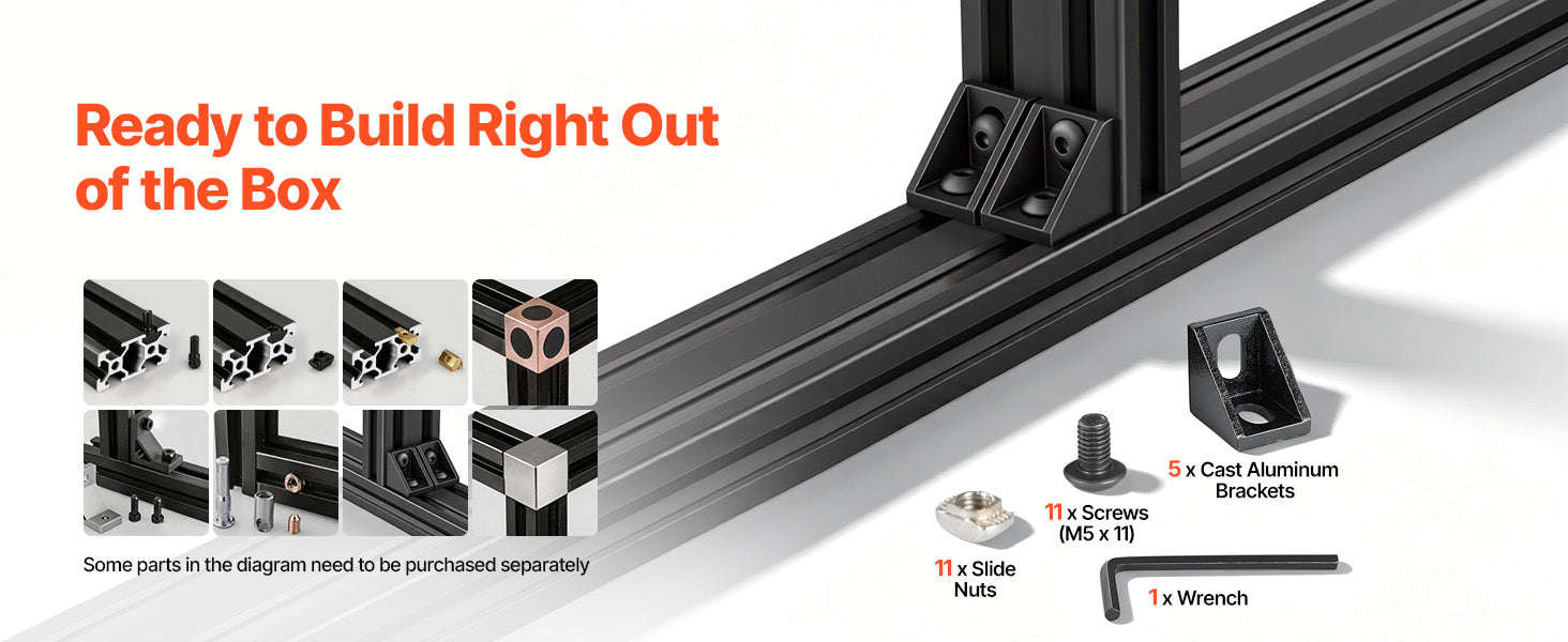 5-Piece 2040 Aluminum Extrusion Profile 2000 mm V-Slot Linear Rail-2000x40x20 mm / United States