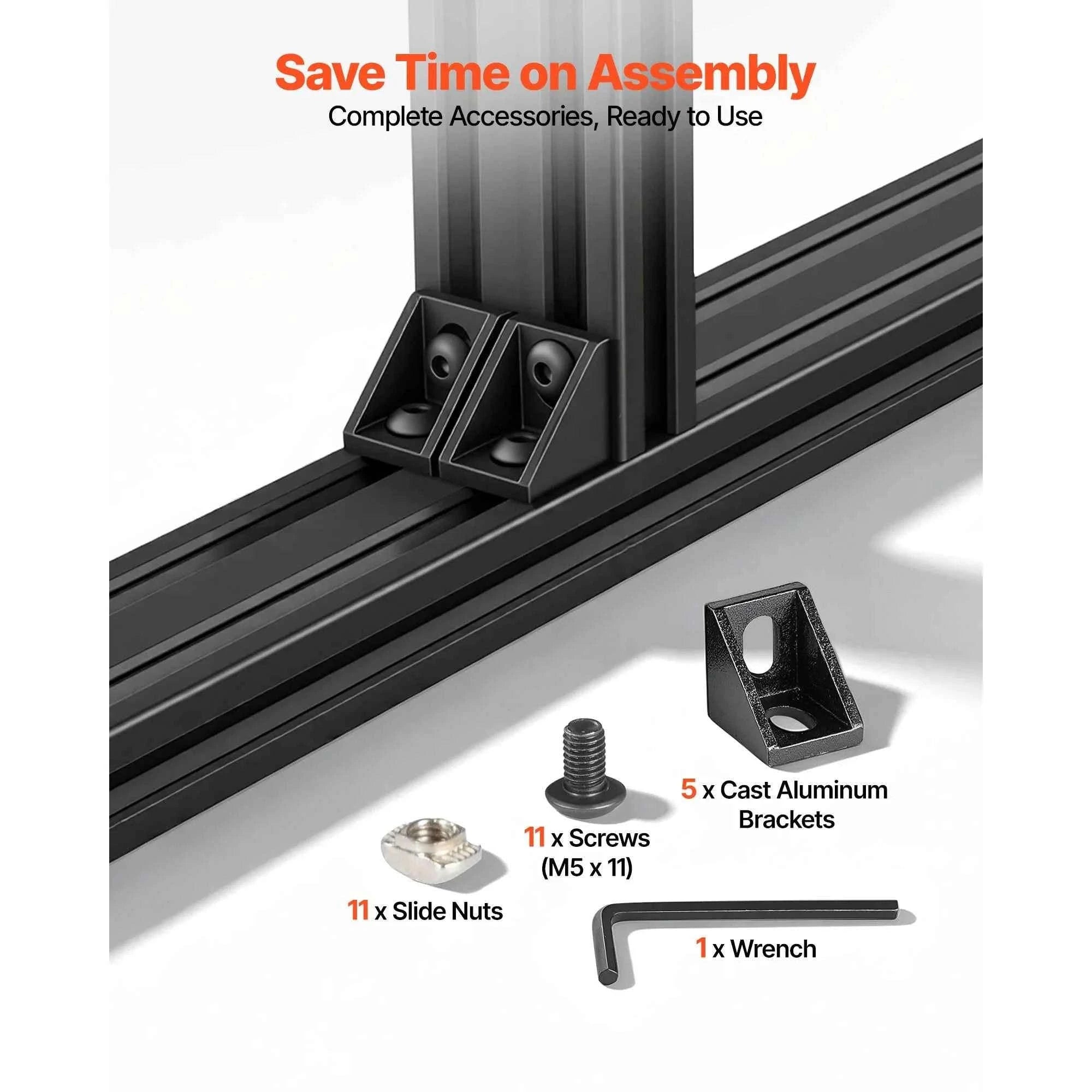 5-Piece 2040 Aluminum Extrusion Profile 2000 mm V-Slot Linear Rail-2000x40x20 mm / United States