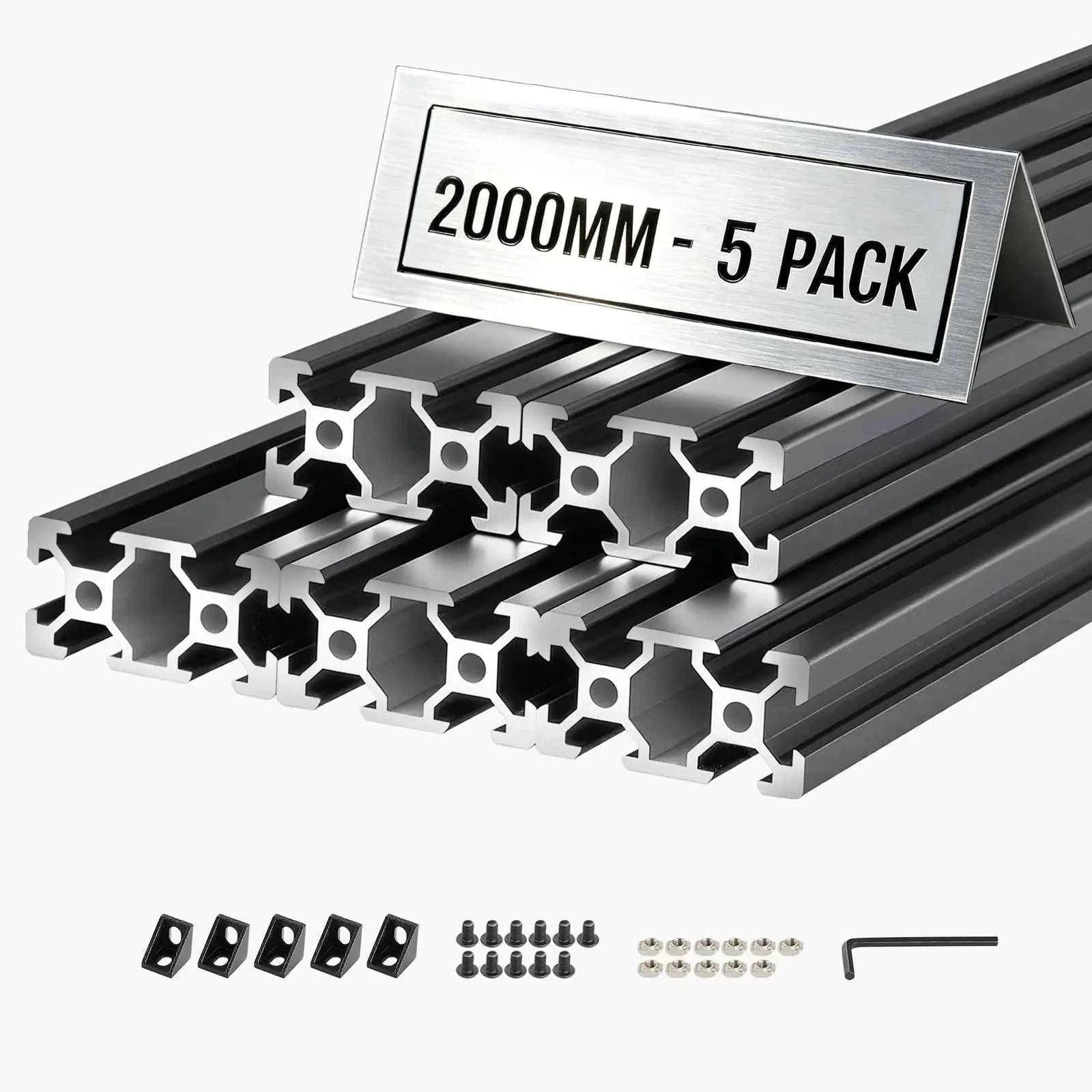 5-Piece 2040 Aluminum Extrusion Profile 2000 mm V-Slot Linear Rail-2000x40x20 mm / United States