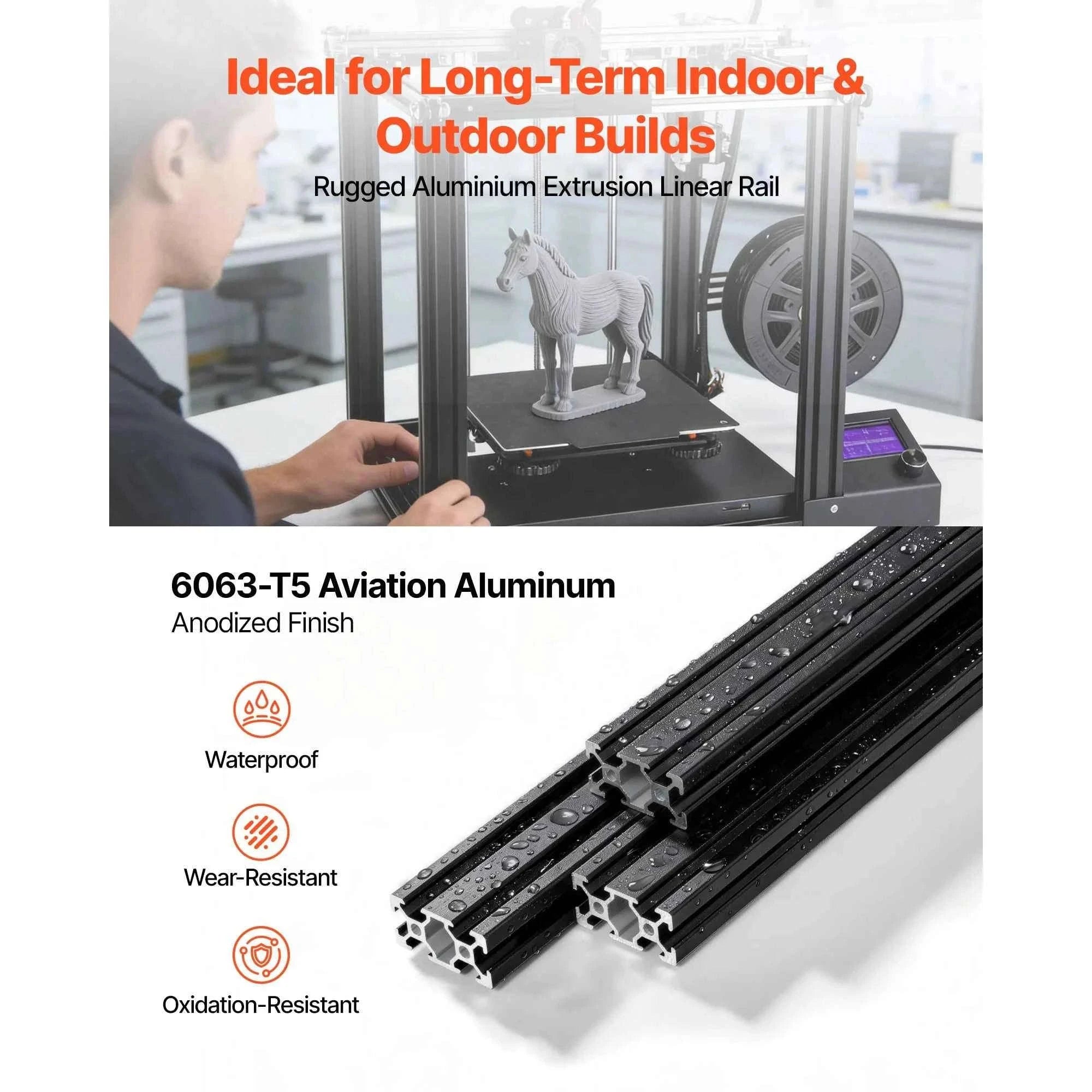 5-Piece 2040 Aluminum Extrusion Profile 2000 mm V-Slot Linear Rail-2000x40x20 mm / United States