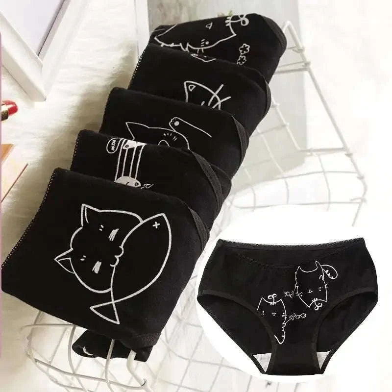 5-Piece Cotton Cartoon Panties Set for Women-XL / ZYmaomi / 5pcs