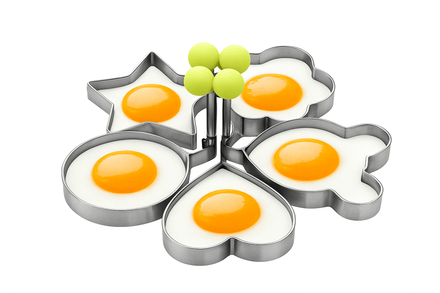 5-Piece Stainless Steel Egg Mold Ring Set for Fun Breakfasts-5PCS