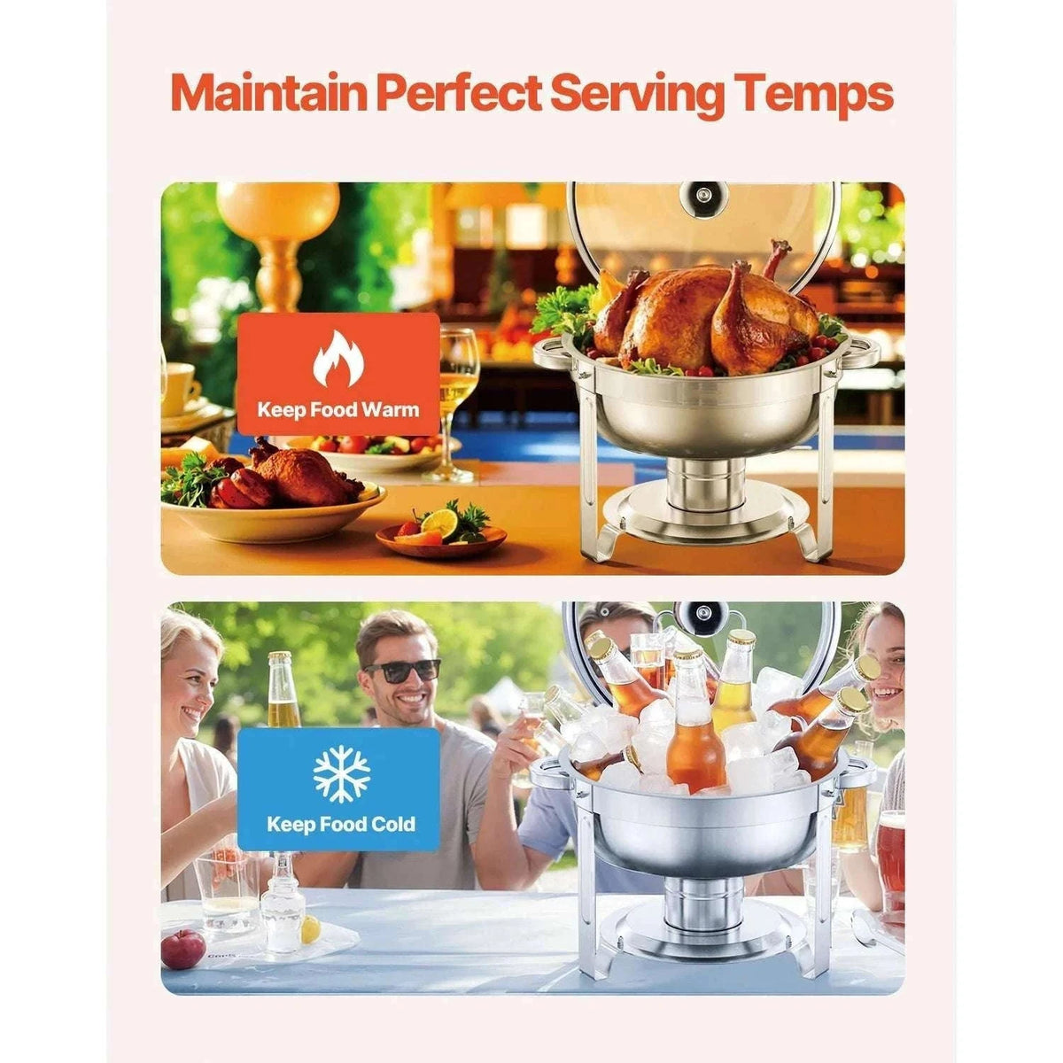 5 Qt Stainless Steel Chafing Dish Set (4 Pack) Buffet Food Warmers-2 pack silver / GERMANY