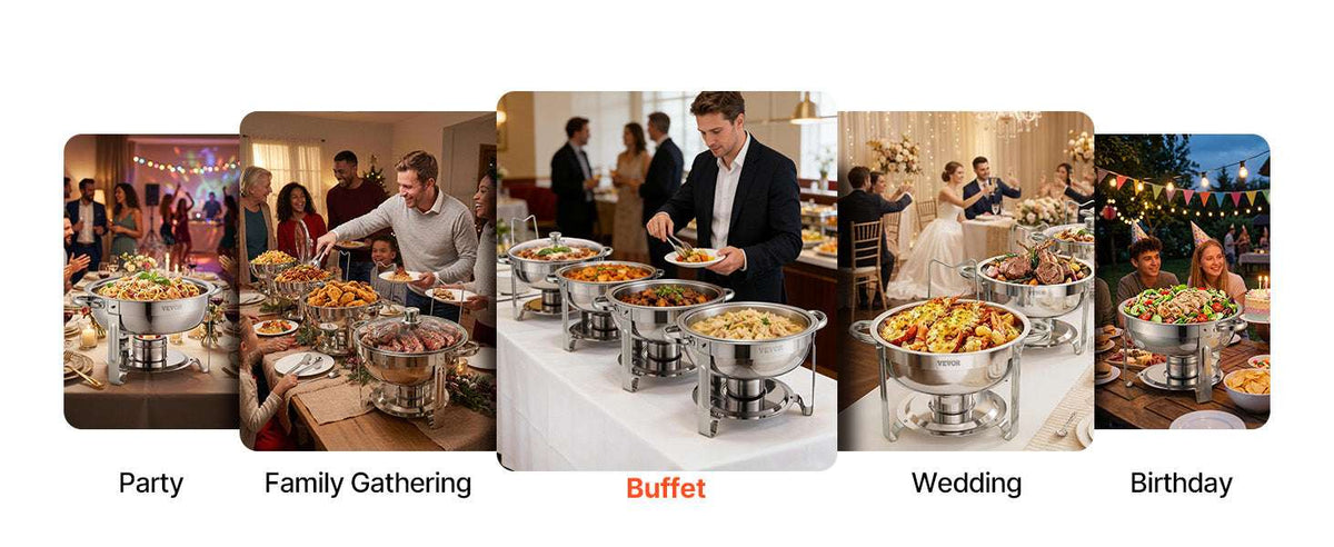 5 Qt Stainless Steel Chafing Dish Set (4 Pack) Buffet Food Warmers-2 pack silver / GERMANY