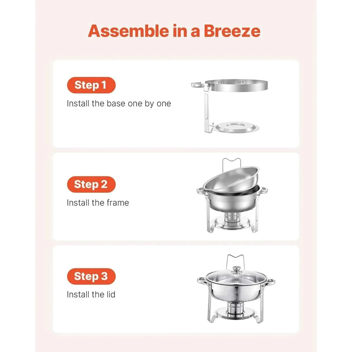 5 Qt Stainless Steel Chafing Dish Set (4 Pack) Buffet Food Warmers-2 pack silver / GERMANY