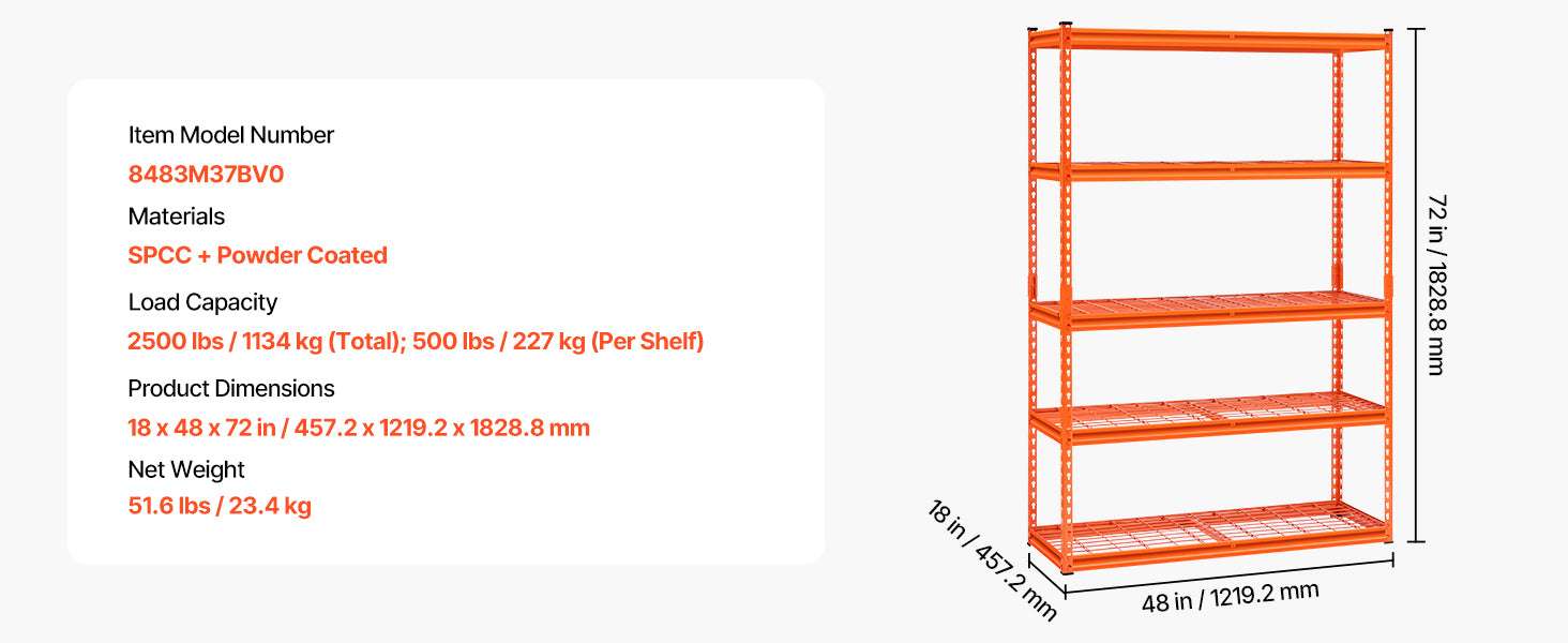 5-Tier Adjustable Metal Garage Shelving Unit 48" Wide Heavy Duty-black / United States