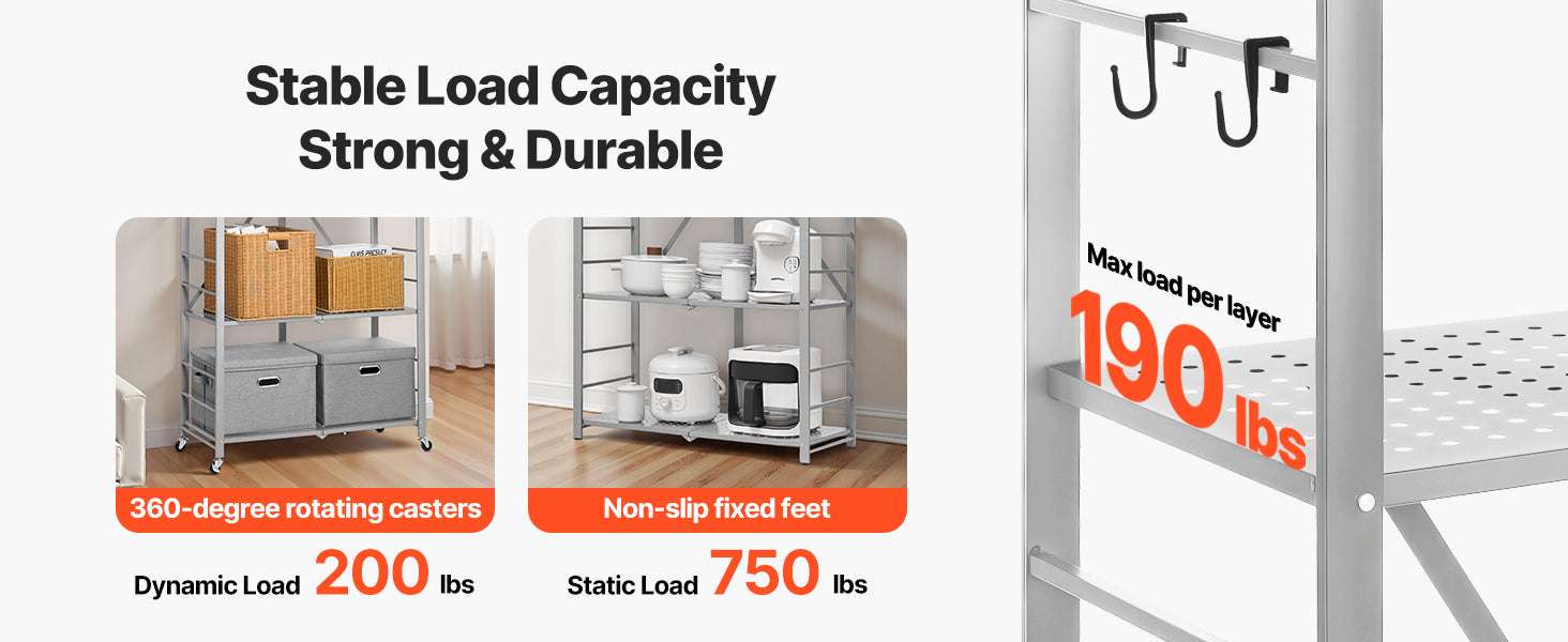 5-Tier Foldable Storage Shelf with Wheels Heavy Duty Rack 32x14x72-Grey / United States