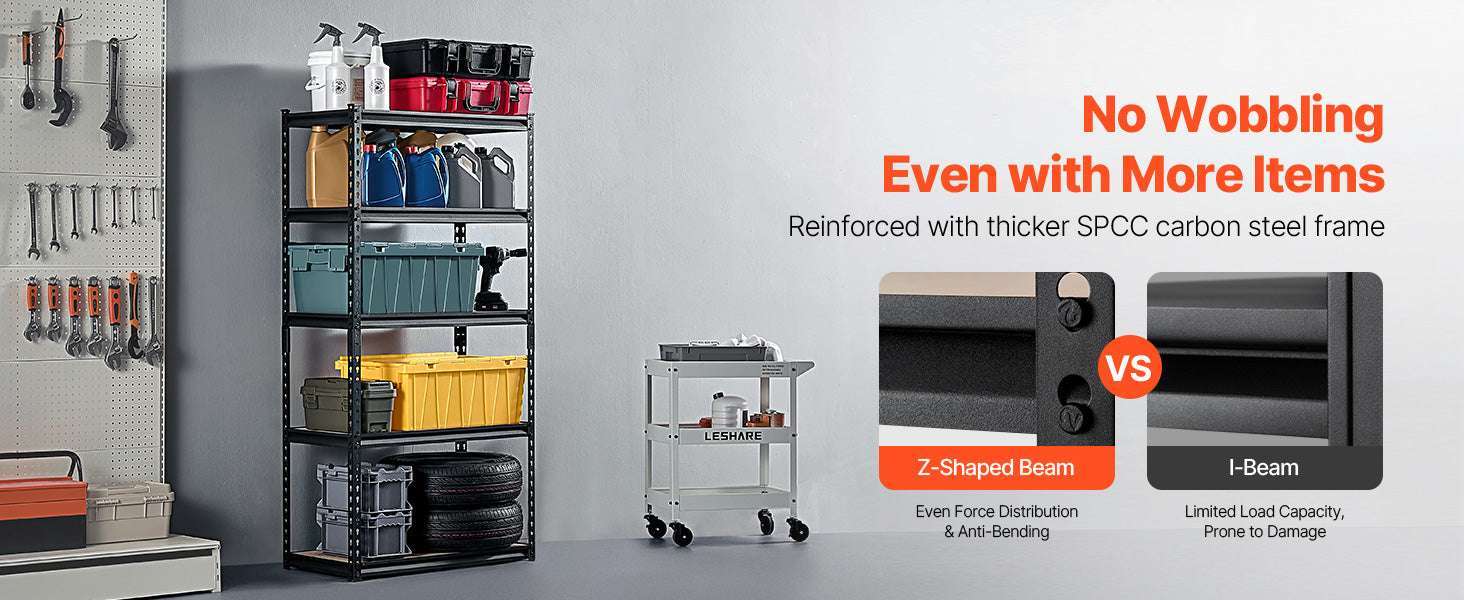 5-Tier Metal Garage Shelving Unit 2000 lbs Capacity Adjustable Rack-16 x 36 x 72 in / spain