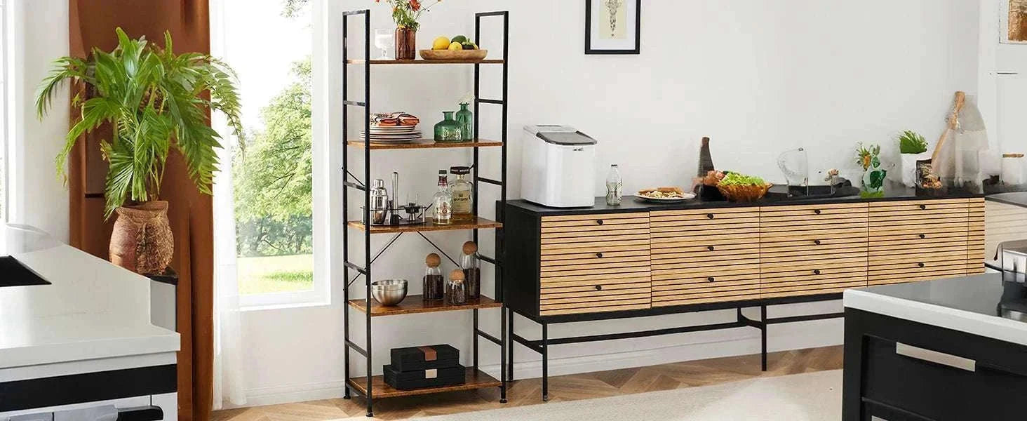 5 Tier Narrow Bookcase Storage Shelf for Home Office Living Room-Chocolate / GERMANY