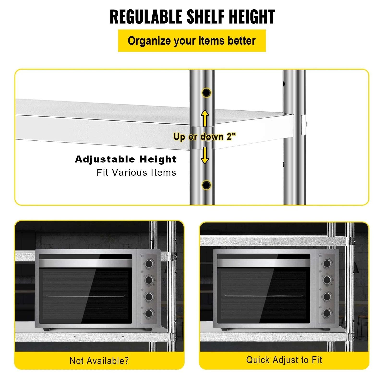 5-Tier Stainless Steel Storage Shelf Heavy Duty Adjustable Rack-5 Tier / spain