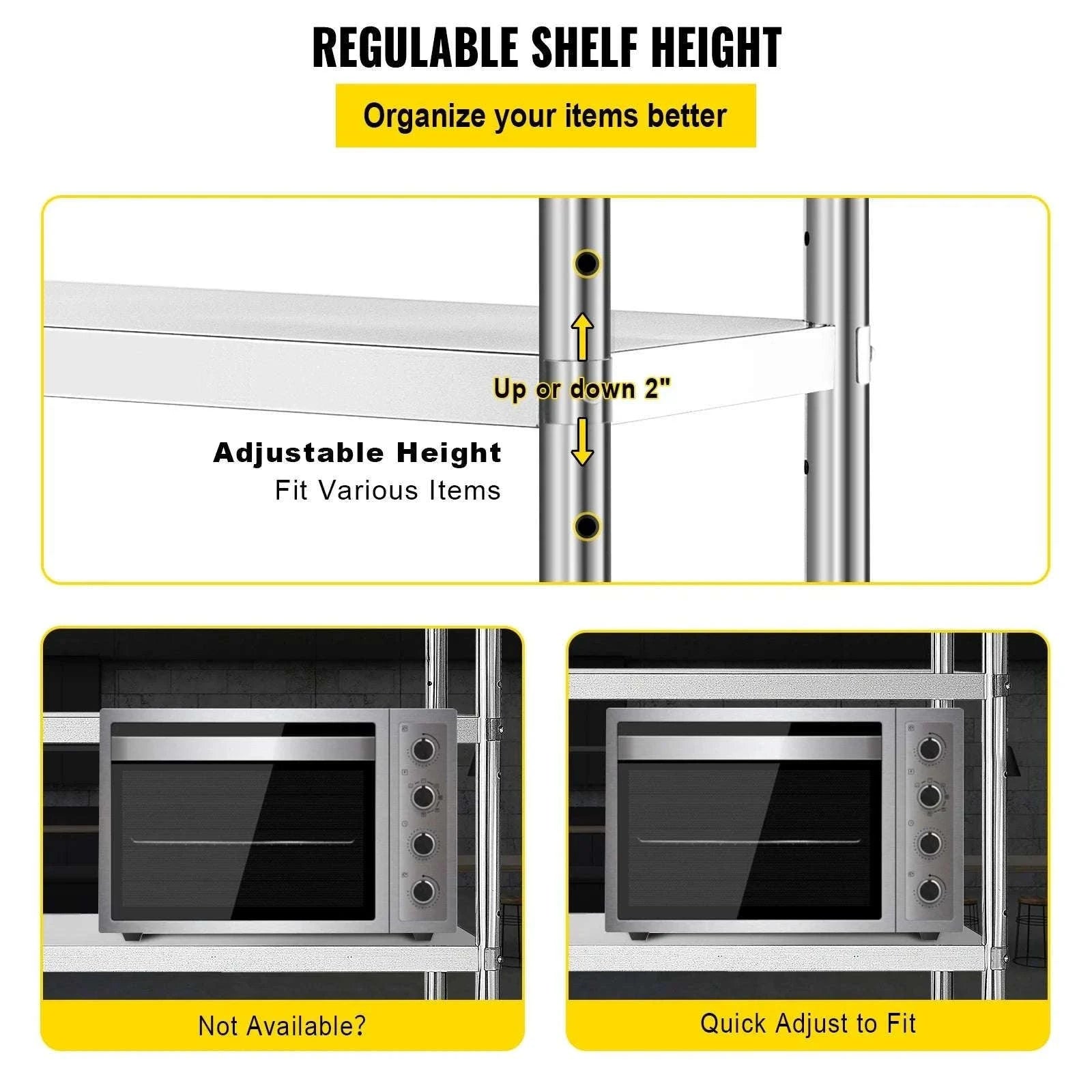 5-Tier Stainless Steel Storage Shelf Heavy Duty Adjustable Rack-5 Tier / United States