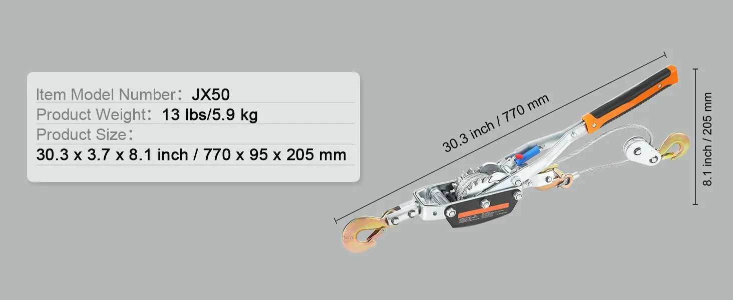 5 Ton Come Along Winch with 11.5ft Steel Cable Power Puller-5T / GERMANY
