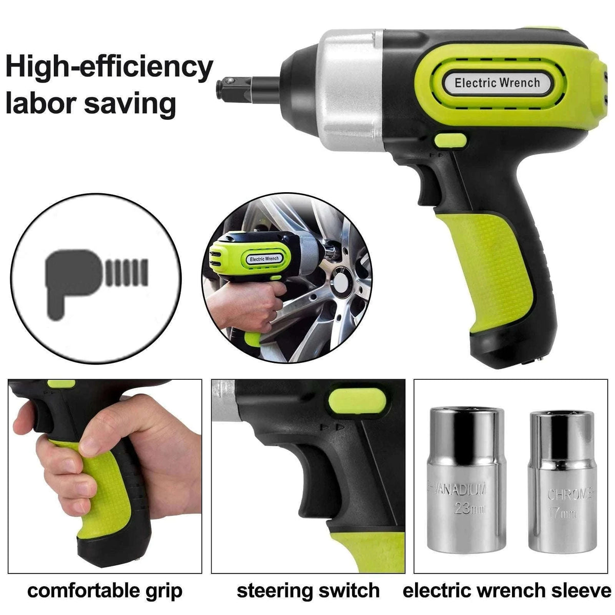 5 Ton Electric Car Jack Kit with Impact Wrench & Inflator 12V-United States