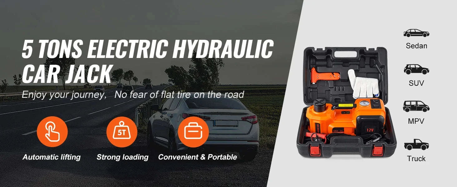 5-Ton Electric Car Jack with Built-In Inflator for Roadside Use-5 ton jack wrench / CZECH REPUBLIC
