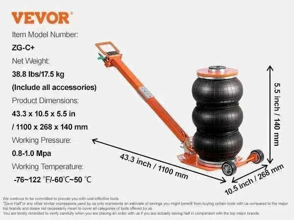 5 Ton Pneumatic Air Jack with Adjustable Handle & Fast Lift-3T / france