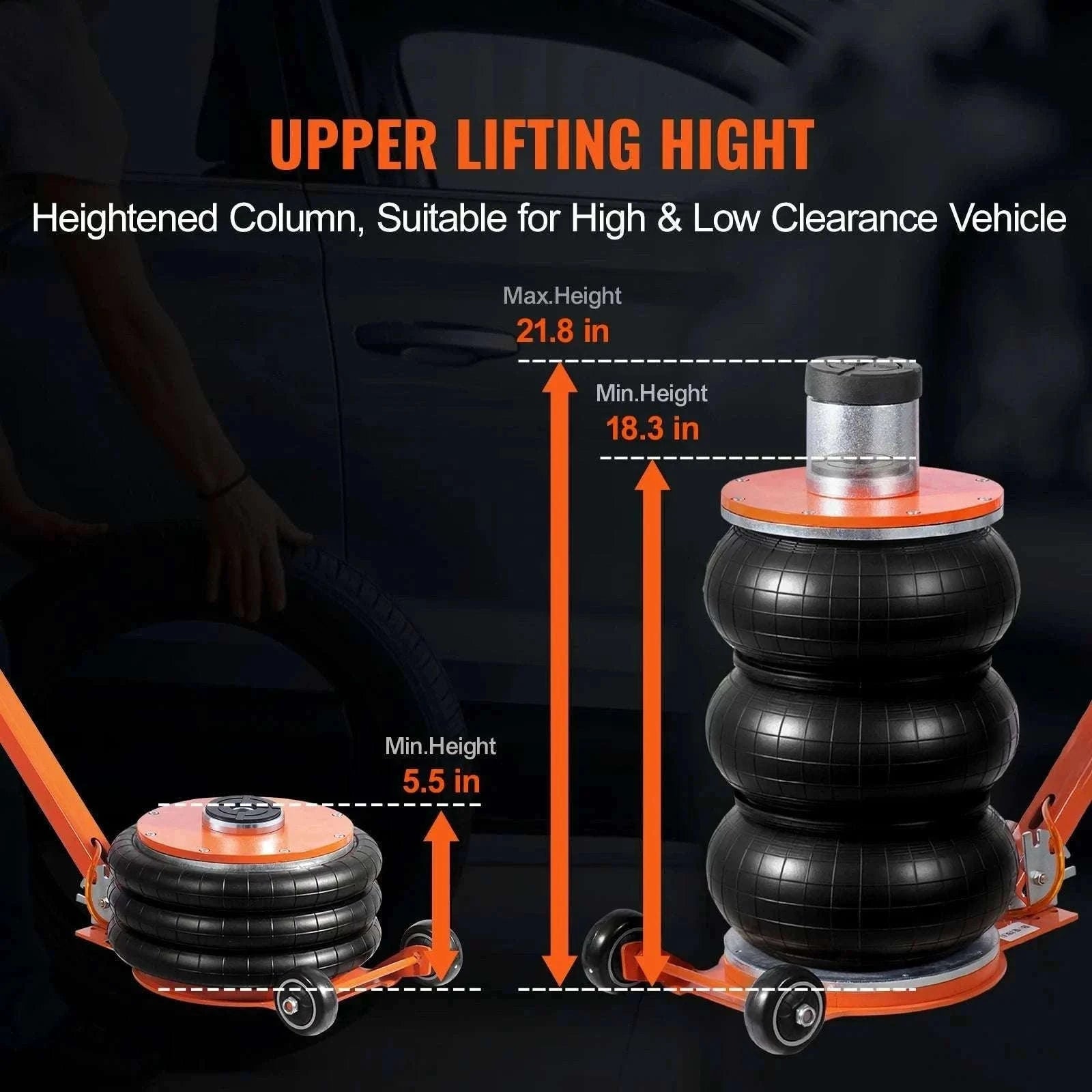 5 Ton Pneumatic Air Jack with Adjustable Handle & Fast Lift-