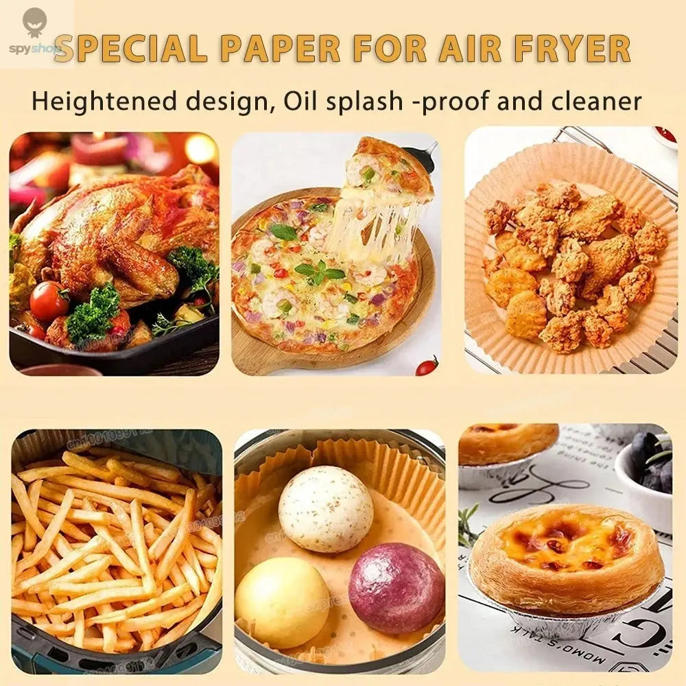 50/100Pcs Air Fryer Disposable Paper Non-Stick Airfryer Baking Papers Round Air-Fryer Paper Liners Paper Kitchen Accessories Spy-shop.com