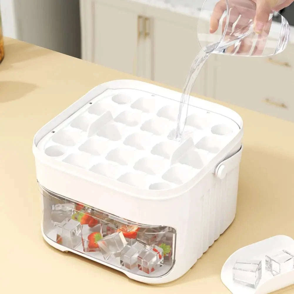 50-Cube Double Layer Ice Maker with Easy Press Release Lid-United States / White