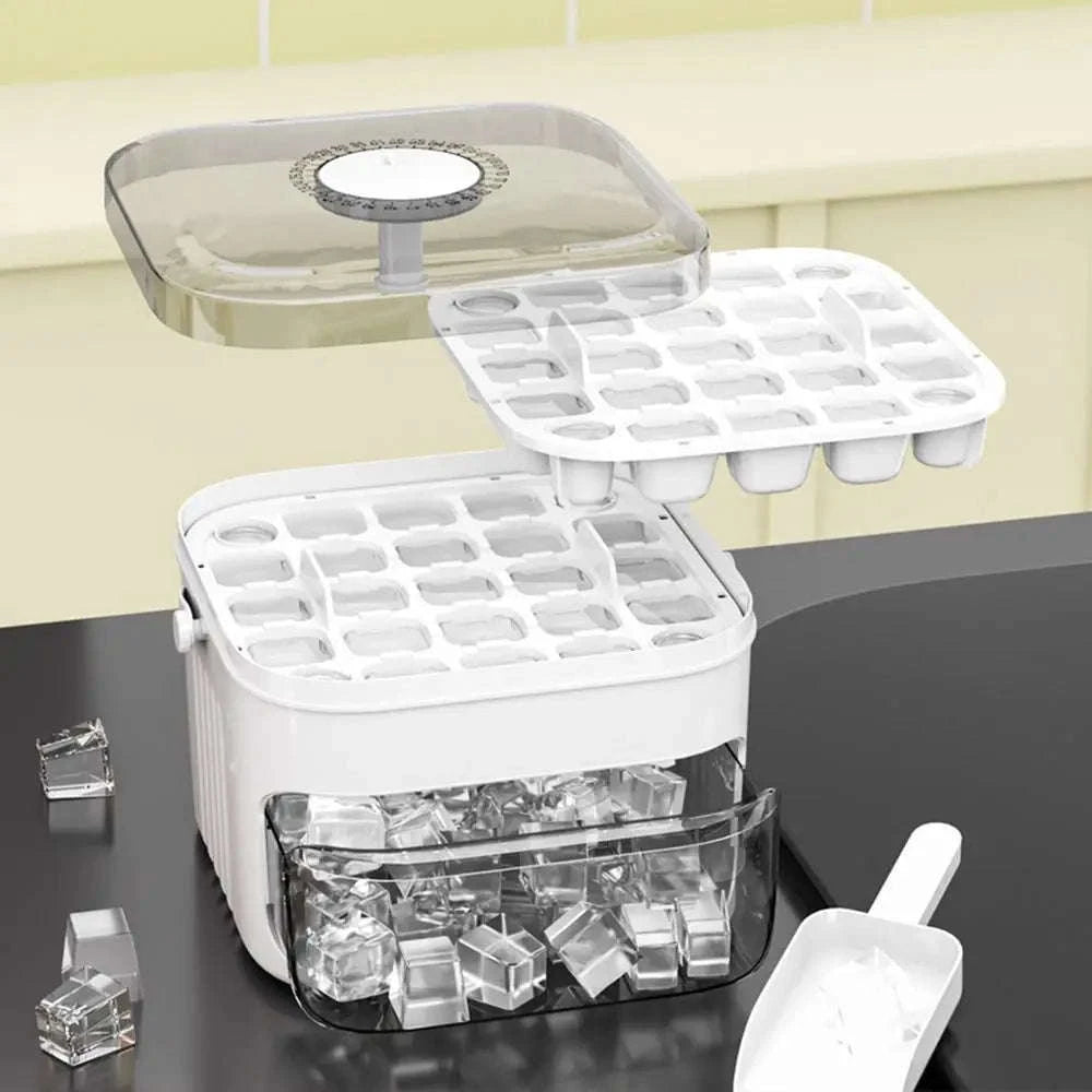 50-Cube Double Layer Ice Maker with Easy Press Release Lid-United States / White