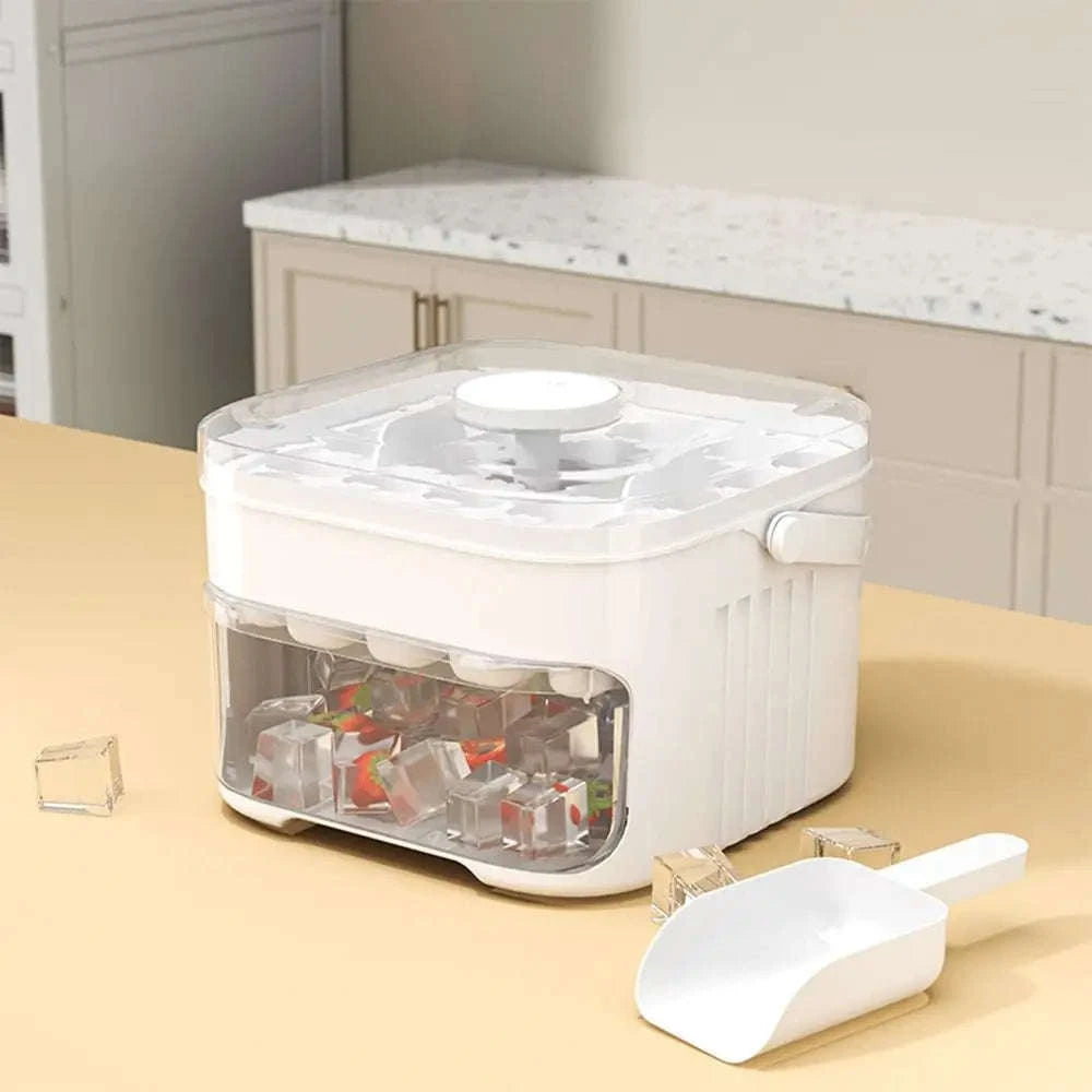 50-Cube Double Layer Ice Maker with Easy Press Release Lid-United States / White