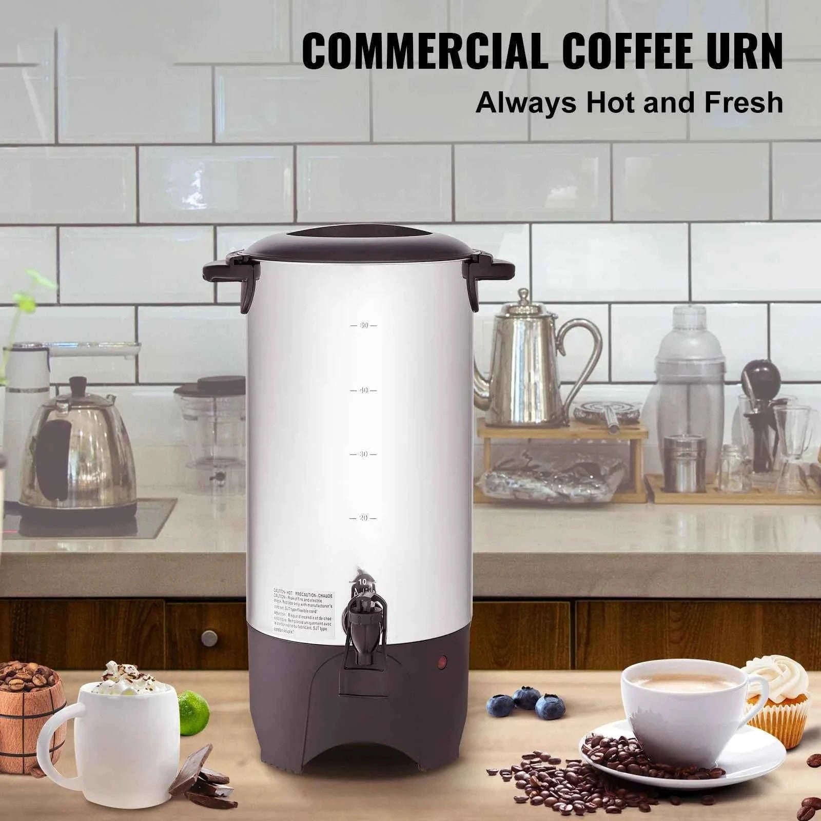 50-Cup Commercial Coffee Urn Stainless Steel Electric Coffee Maker-United States