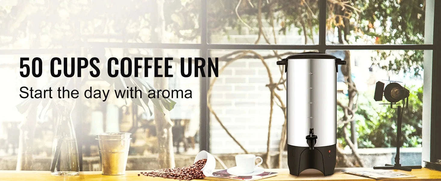 50-Cup Commercial Coffee Urn Stainless Steel Electric Coffee Maker-United States