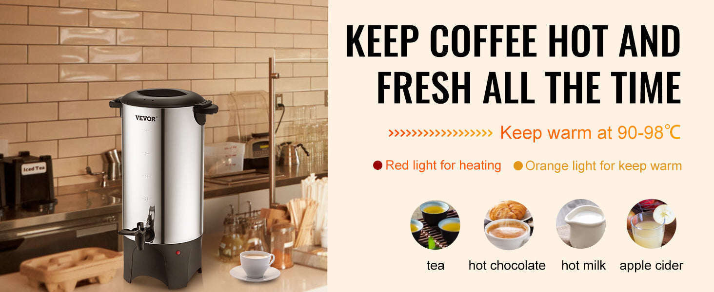 50-Cup Commercial Coffee Urn Stainless Steel Electric Coffee Maker-United States