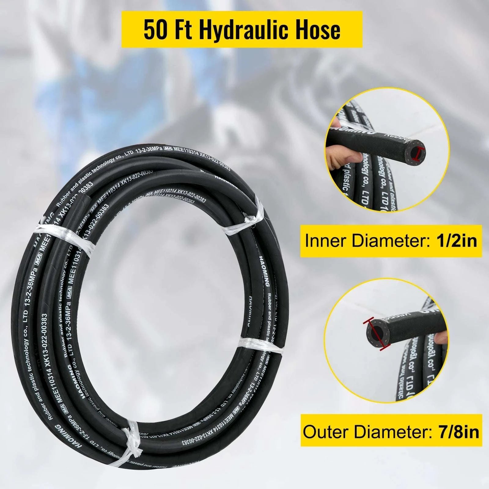 50 Ft High-Pressure Hydraulic Hose 5000 PSI Oil Line -40°F to 250°F-United States / 50ft