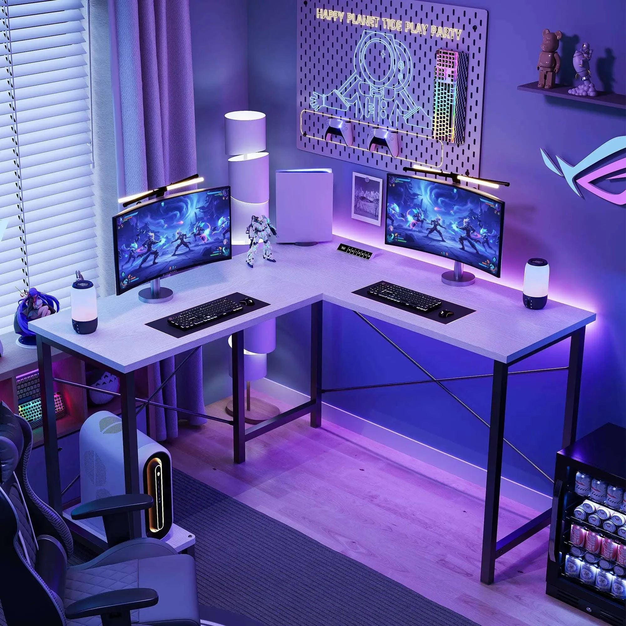 50 Inch L-Shaped Gaming Desk with CPU Shelf Corner Workstation-Gray / United States