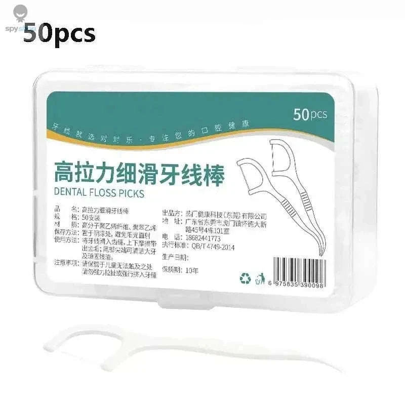 50-Pack Disposable Dental Floss Sticks for Daily Oral Care-C607-10 Box