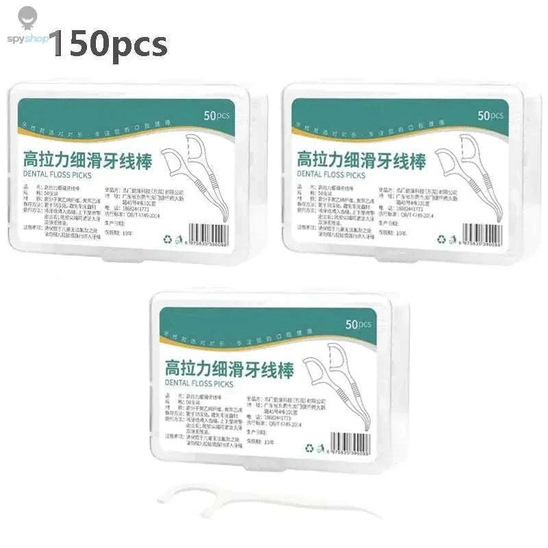 50-Pack Disposable Dental Floss Sticks for Daily Oral Care-C607-10 Box