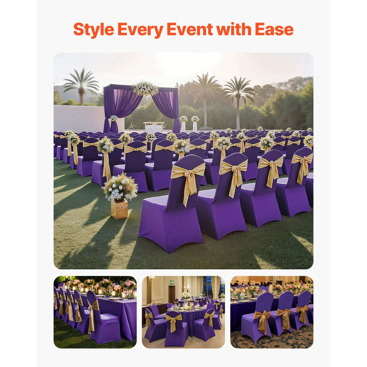 50 Pcs Purple Stretch Chair Covers Polyester Spandex Flat-Front-shot 50pcs purple / Poland