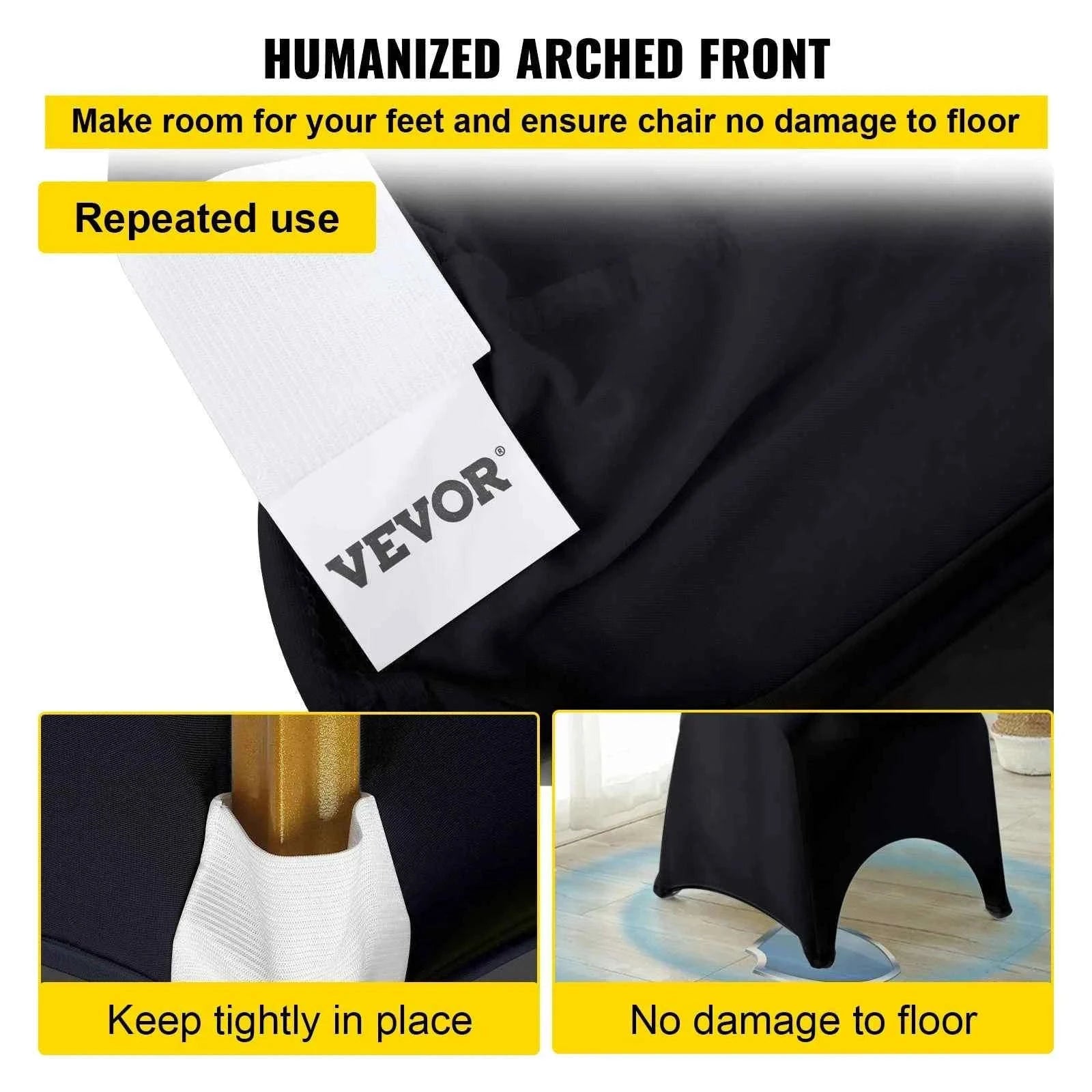 50-Piece Black Stretch Chair Covers for Arched-Front Dining Chairs-United States