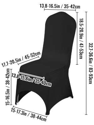 50-Piece Black Stretch Chair Covers for Arched-Front Dining Chairs-United States