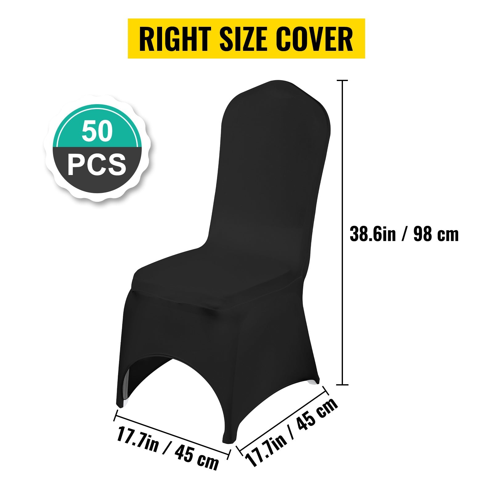 50-Piece Black Stretch Chair Covers for Arched-Front Dining Chairs-United States